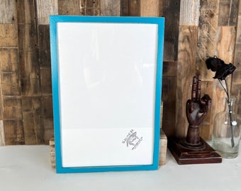 12x18" Picture Frame in Peewee Style with Vintage Turquoise Finish - IN STOCK - Same Day Shipping - 12 x 18 Frame Rustic Blue Green