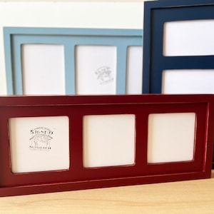 Triptych Picture Frame Three Windows for (3) Photos with Deep Flat Build Up Edge Vintage Color Choice - 4x4 4x6 5x5 5x7 Multi-Opening Frame