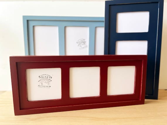 Triptych Picture Frame Three Windows for (3) Photos With Deep Flat