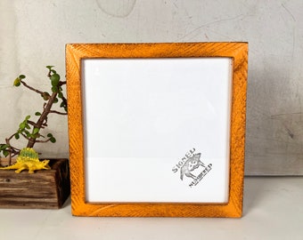 SHIPS TODAY - 10x10" Square Picture Frame - 1x1 Roughsawn Style with Super Vintage Orange Finish - In Stock - Handmade 10x10 Frame