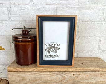 4x6 Picture Frame in Foxy Alder Minus Style with Navy Wash Finish - IN STOCK - Same Day Shipping - 4 x 6 Photo Frame Alder Hardwood