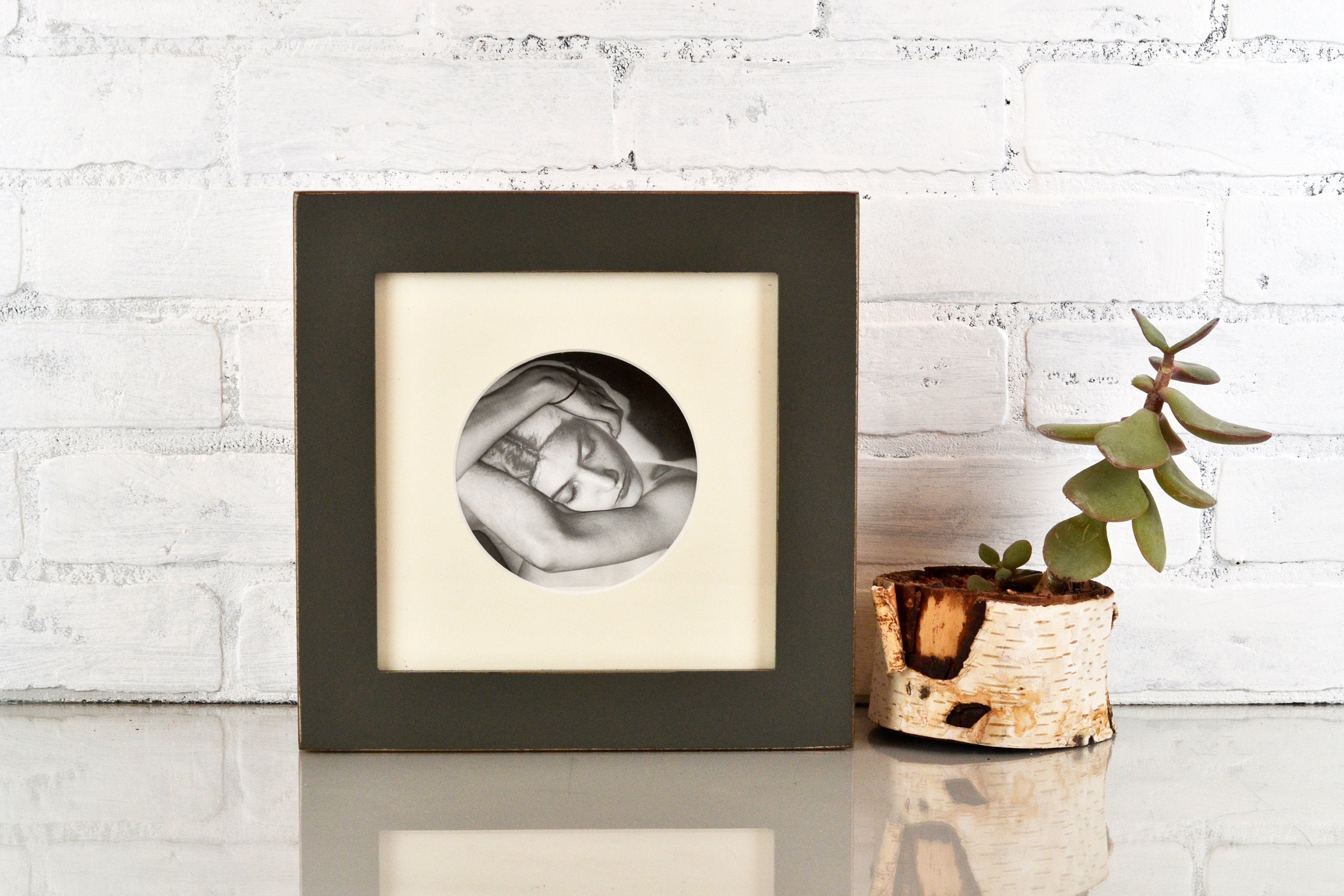 8x8 Square Picture Frame in 1.5 Standard Style with Vintage Sable Gray