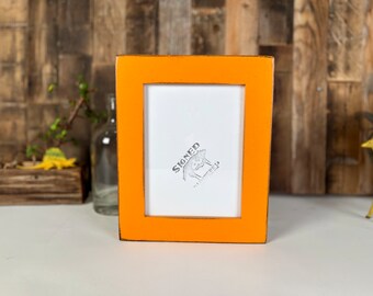 6x8" Picture Frame - SHIPS TODAY - 1.5 Standard Style with Vintage Orange on Alder Finish - In Stock - 6 x 8 Picture Frames Modern Decor