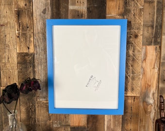 SHIPS TODAY - 11x14" Picture Frame - 1x1 Flat Style with Vintage Cobalt Finish - In Stock- Handmade 11 x 14 Solid Hardwood Blue