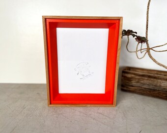 SHIPS TODAY - 6x8" Picture Frame - Park Slope Plus Style with Solid Deep Orange and Natural Alder Finish - In Stock - 6 x 8 Picture Frame