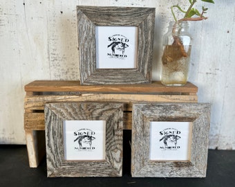 SHIPS TODAY - 4x4" Rustic Reclaimed Cedar Picture Frame - 1.5" wide style - In Stock - Handmade 4x4 Upcycled Wood Frame