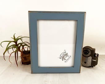 8x10 Picture Frame - SHIPS TODAY - 1.5 Outside Cove style with Vintage Smokey Blue Finish - In Stock - 8 x 10 Photo Frame