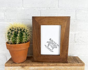 SHIPS TODAY - 4x6 Picture Frame - 1.5" Weathered Walnut Style - In Stock - 4 x 6 Photo Frame Solid Hardwood Rustic Brown