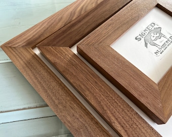 Solid Natural WALNUT Wood Picture Frame 1.5" Wide Style Choose your frame size 2x6, 2x2 up to 24x36 inches - Free Shipping