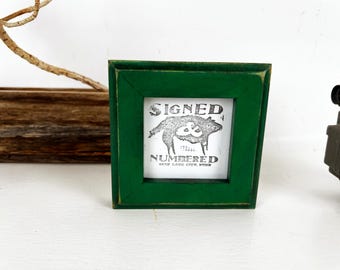 SHIPS TODAY - 3x3" Square Picture Frame - 1x1 Outside Cove Style in Vintage Peacock Green Finish - In Stock - 3x3 Photo Frame