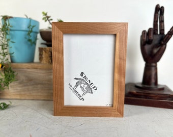 SHIPS TODAY - 5x7" Picture Frame - Solid Natural Cherry Wood 1x1 Flat Style - In Stock - 5 x 7 Photo Frame - Mid Century Modern Cherry