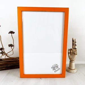 SHIPS TODAY - 11x17 Picture Frame - 1x1 Flat Style with Vintage Orange Finish - Handmade 11 x 17&quot; Photo Frame - In Stock Orange