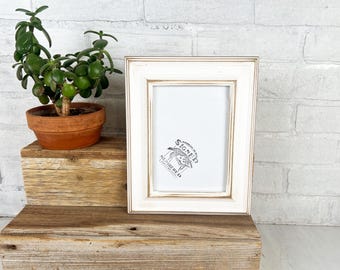 SHIPS TODAY - 5x7" Picture Frame - Diplomat Style with Vintage White Finish - In Stock - 5 x 7 Photo Frame Classic Decor