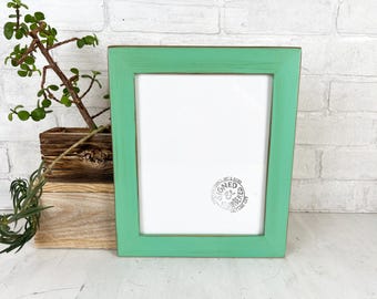 SHIPS TODAY - 8x10 Picture Frame in 1.5" Reclaimed Cedar with Super Vintage Robin's Egg Finish - In Stock - 8 x 10 Reclaimed Wood Green