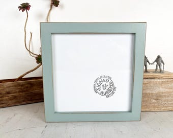 SHIPS TODAY - 8x8" Picture Frame - 1x1 Flat Style with Vintage Homestead Green Finish - In Stock - 8 x 8 Square Frame Green Decor