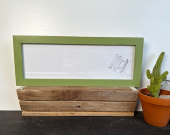 SHIPS TODAY - 5x15" Picture Frame - 1x1 Flat Style with Vintage Guacamole Green Finish - In Stock - 15 x 5 Panoramic Photo Frame