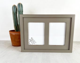 SHIPS TODAY - Diptych Picture Frame for (2) 5x7 Photos with Deep Flat Build Up Edge Vintage Grey Finish - In Stock 4 x 6 Gray Collage