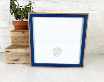 SHIPS TODAY - 11x11" Square Picture Frame - Foxy Alder Minus Style with Blueblood Wash Finish - In Stock - Handmade 11 x 11 Frame Blue