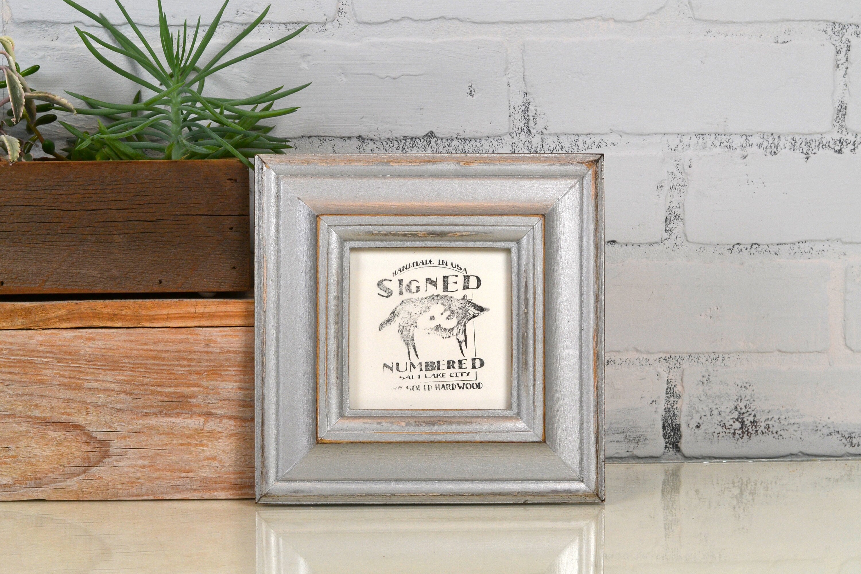 4x4 Picture Frame in Mulder Style with Vintage Silver ...