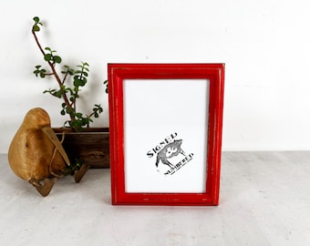 SHIPS TODAY - 5x7" Picture Frame - Deep Double Cove Style with Vintage Ruby Red Finish - In Stock - Gallery Frame 5 x 7 Solid Hardwood