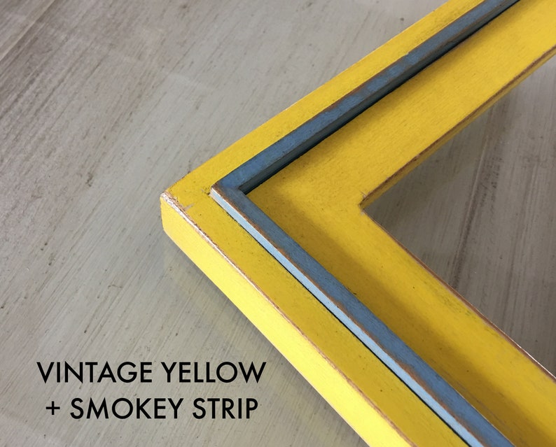 Vintage Color of Your Choice in Wood Wedge Style Choose your frame size: 2x2 up to 24x36 inches FREE SHIPPING YELLOW