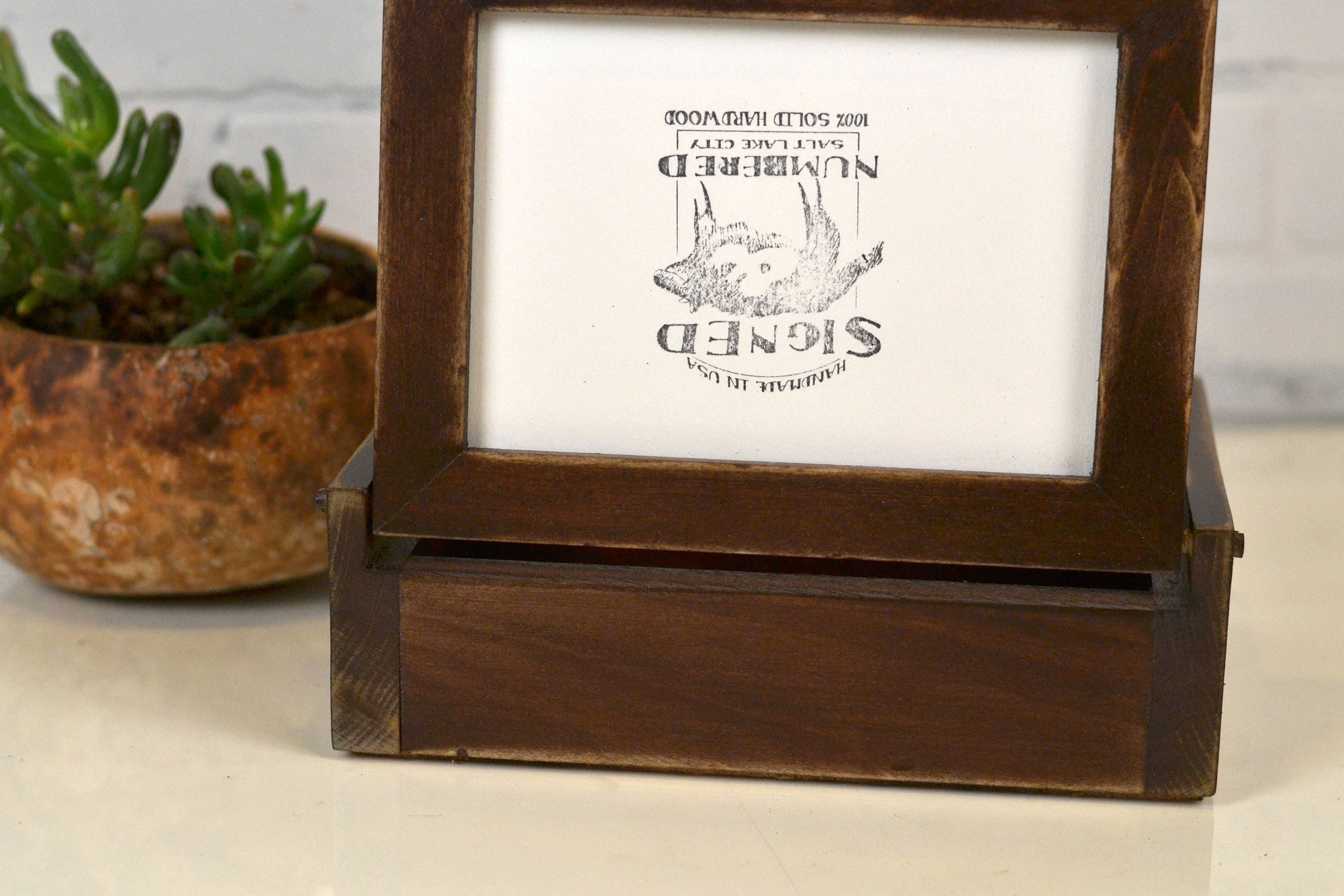 Wooden Keepsake Box with 5x7 Picture Frame Lid in Super Vintage Dark