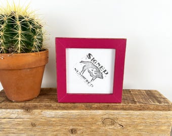 4x4 Photo Frame - SHIPS TODAY - Peewee Style on Oak with Vintage Cerise Pink Finish - In Stock - 4 x 4 Photo Frames