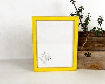 SHIPS TODAY - 8x10 Picture Frame on Poplar with Vintage Yellow Finish in Peewee Style - In Stock - 8 x 10 Photo Frame Rustic Yellow