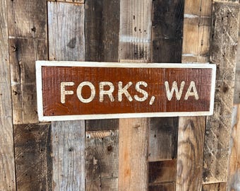 Ships Right Away! Forks, WA - Point of Interest Sign - Handmade Sign