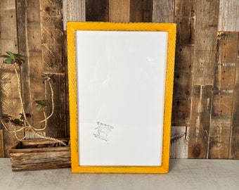 11x17 Picture Frame - SHIPS TODAY - 1x1 Roughsawn Style with Vintage Honey Dye Poplar Finish - Handmade 11 x 17" Photo Frame - In Stock