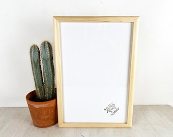 SHIPS TODAY - 12x18" Picture Frame in 1x1 Rounded Style with Solid Natural Poplar Finish - In Stock - 12 x 18 Frame Hardwood