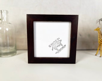 SHIPS RIGHT AWAY - 6x6 Picture Frame in 1x1 Flat Style with Vintage Dark Wood Tone Finish - In Stock - 6 x 6 Photo Frames on Sale Brown