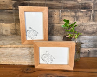 SHIPS TODAY - 4x6 Picture Frame - 1x1 Flat Style in Solid Natural Alder Finish - In Stock - Mid Century Decor 4 x 6 Photo Frame