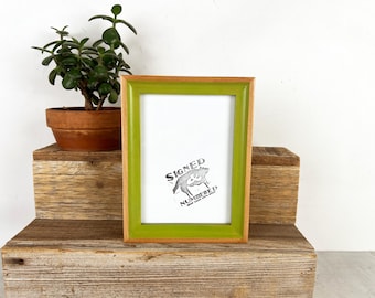 SHIPS TODAY - 5x7 Picture Frame in Foxy Minus Style with Asparagus Wash Finish - In Stock - 5 x 7 Frame Solid Hardwood Rustic