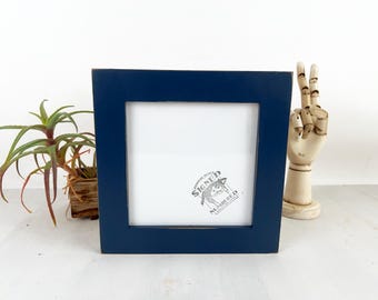 7x7" Square Picture Frame - SHIPS RIGHT AWAY - 1.5" Standard Style with Vintage Navy Blue Finish - In Stock - 7 x 7 inch Frames
