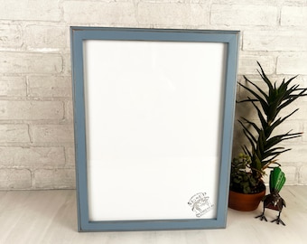 SHIPS TODAY - 12x16 Picture Frame - 1x1 Outside Cove Style with Vintage Smokey Blue Finish 12 x 16 Frame - includes plexiglass - In Stock