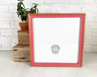 SHIPS TODAY - 11x11" Square Picture Frame - Foxy Alder Minus Style with Pink Wash Finish - In Stock - Handmade 11 x 11 Frame Pink