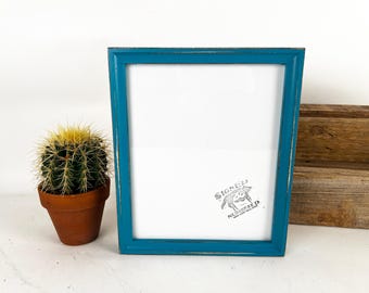 SHIPS TODAY - 9x11" Picture Frame - Foxy Cove Style with Vintage Turquoise Finish - In Stock - Handmade 9 x 11 inch Frame Blue Green