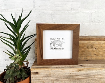 SHIPS TODAY - 5x5 Square Picture Frame - 1x1 Flat Style with Solid Natural Walnut Wood Finish - In Stock - 5 x 5 Photo Solid Wood Frame
