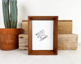5x7" Picture Frame - SHIPS TODAY - Park Slope Style Solid Natural Cherry Hardwood in Burnished Natural Finish - In Stock - 5 x 7 Photo Frame