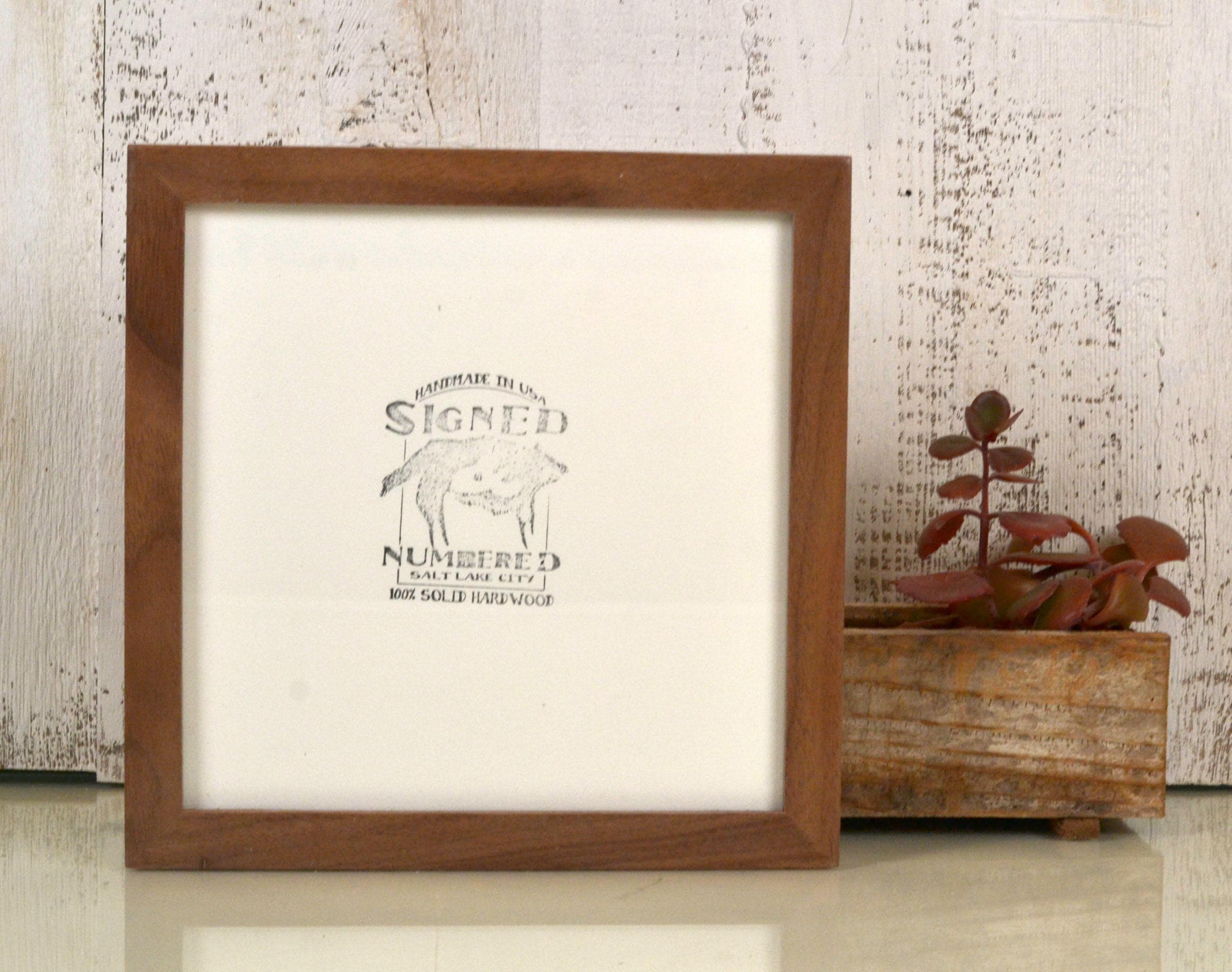 8x8 Square Picture Frame In Natural Walnut Peewee Style In Stock