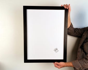 SHIPS RIGHT AWAY Choose your Print Size: 18x24, 20x24, 20x26, 20x30 - Solid Hardwood Large Poster Frame in 1.5 Vintage Black Style