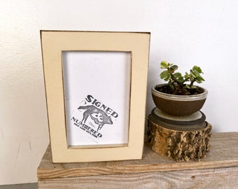 SHIPS TODAY - 4x6 Picture Frame in 1x1 Flat Style with Vintage Ivory Finish - In Stock - 4 x 6 Photo Frame Off White