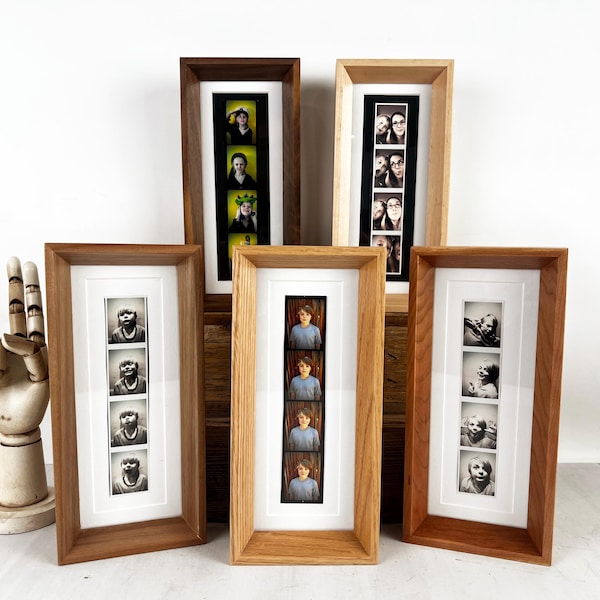 Picture Frame for PHOTO BOOTH STRIP in Park Slope style and Natural Hardwood of Your Choice - 2x6" or 2x8" Photo Booth Frame - Handmade