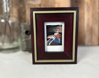 SHIPS TODAY - Picture Frame for 2.1x3.3 Instax Photo - 1.5 Wedge Style with Vintage Mahogany and Old Green Finish View Area 2.1 x 3.3"