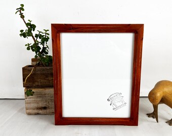 SHIPS TODAY - 9x11" Picture Frame - 1x1 Shallow Bones Style with Vintage Wood Tone Finish - In Stock - Handmade 9 x 11 inch Frame Brown