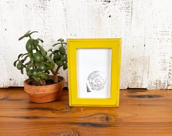 SHIPS TODAY - 4x6 Picture Frame - 1x1 Outside Cove Style with Vintage Dijon Yellow Finish - In Stock - 4 x 6 Photo Frame