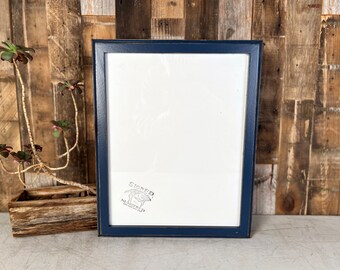 SHIPS TODAY - 11x14" Picture Frame - 1x1 Outside Cove Style with Vintage Navy Blue Finish - In Stock - Handmade 11 x 14 Frame