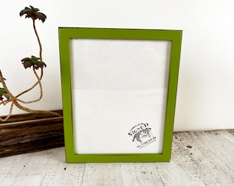 SHIPS TODAY - 8x10 Picture Frame on Poplar with Vintage Asparagus Green Finish in Peewee Style - In Stock - 8 x 10 Photo Frame Rustic Green