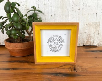 SHIPS TODAY - 4x4 Photo Frame - Foxy Minus Alder Style with Buttercup Wash Finish - In Stock - 4 x 4 Photo Frames Yellow Decor Handmade